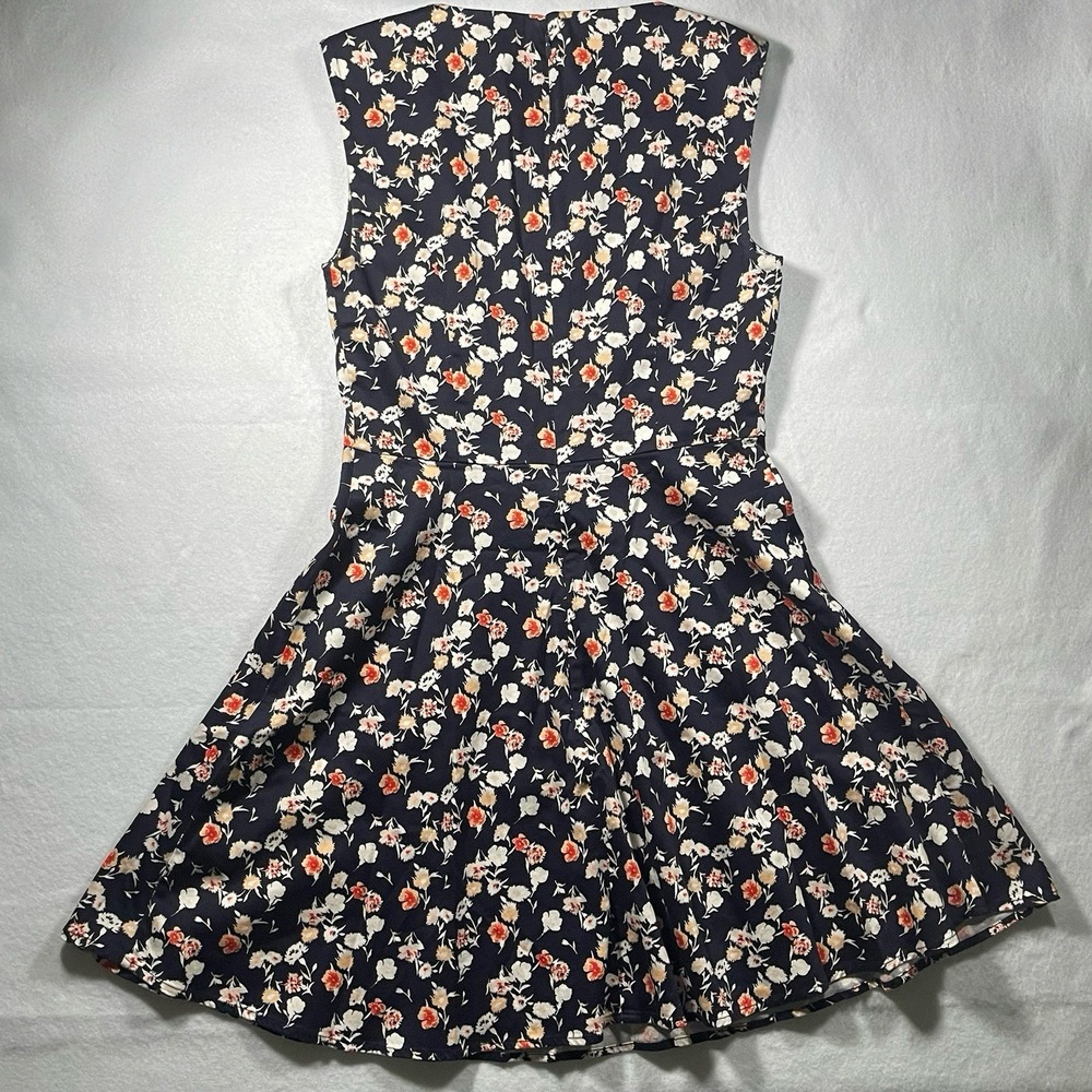 French Connection Floral Fit & Flare Dress Women's US 2 Navy Sleeveless Mini - Picture 3 of 7